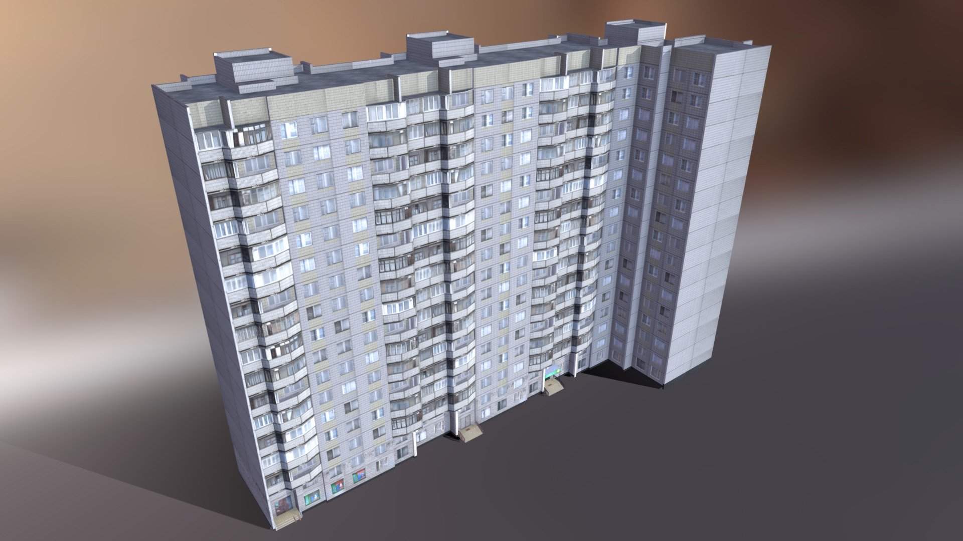 Russian Panel Apartment Building P44 Type - 3D model by leon017