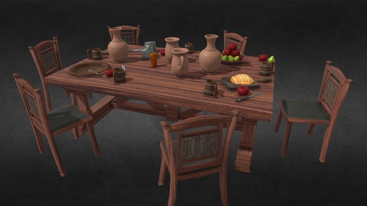 Modular Medieval Table 3D Model