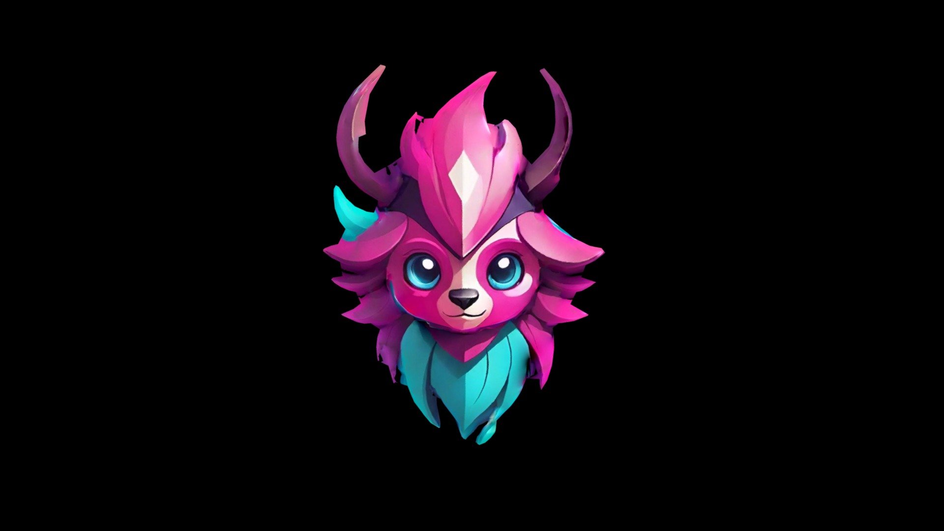 A pink and blue creature with horns and big eyes - Download Free 3D ...
