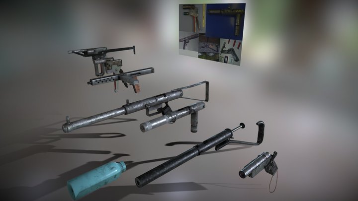 Homemade Guns Pack 3D Model