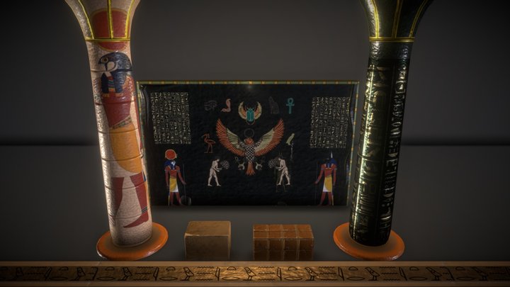 LowPoly Egiptian Assets GameReady 3D Model