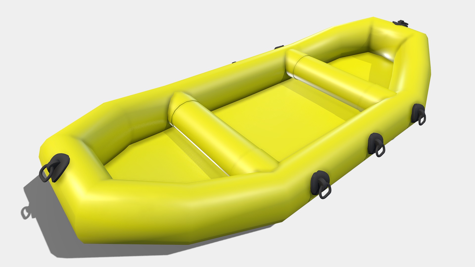 3D model Rubber Boat - This is a 3D model of the Rubber Boat. The 3D model is about a yellow and green boat.