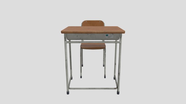 Japanese School Desk 3D Model