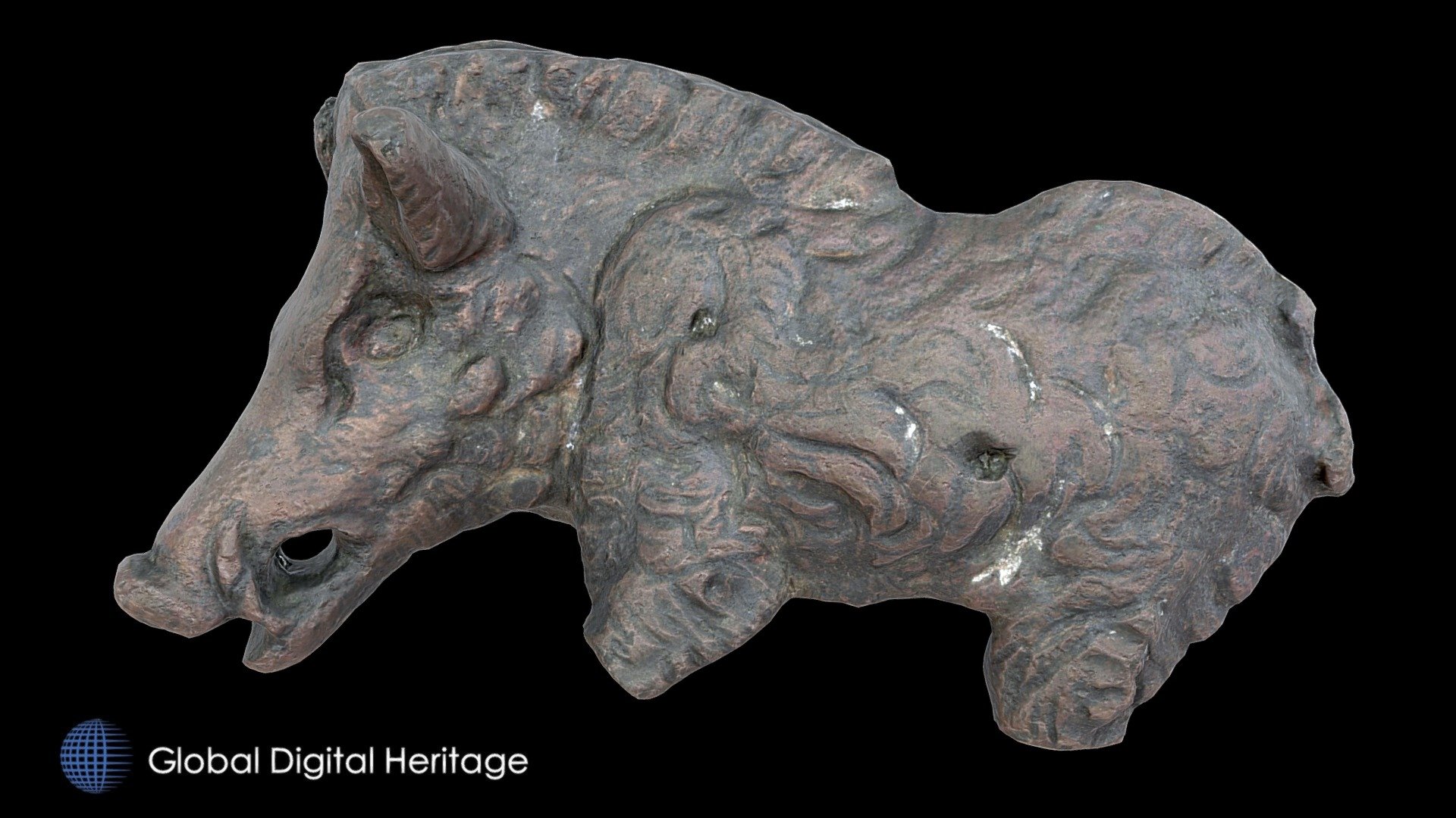 Wild boar roman bronze sculpture - Optimized
