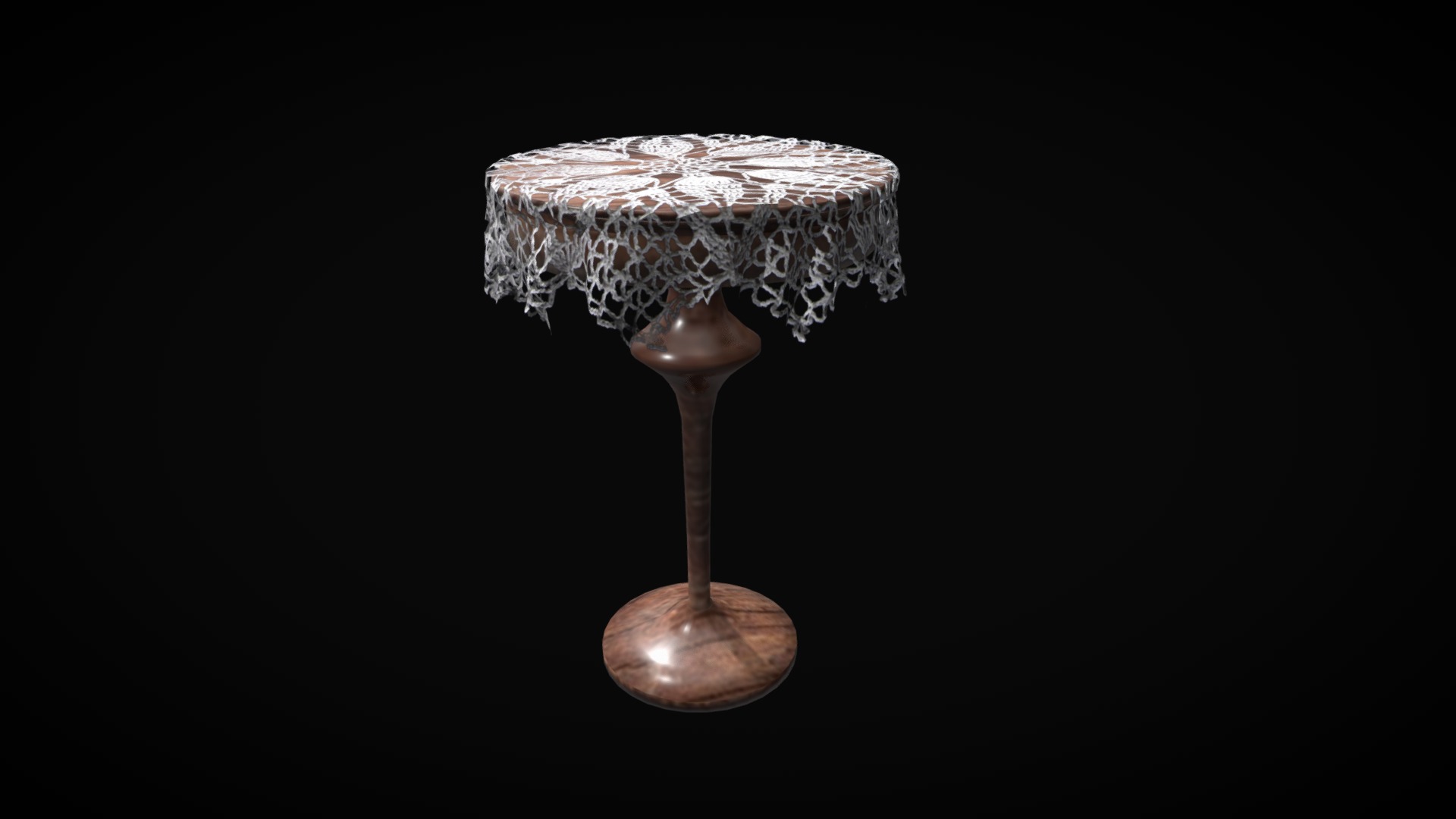 3D model Pedestal Table (round wooden) - This is a 3D model of the Pedestal Table (round wooden). The 3D model is about a mushroom with a dark background.