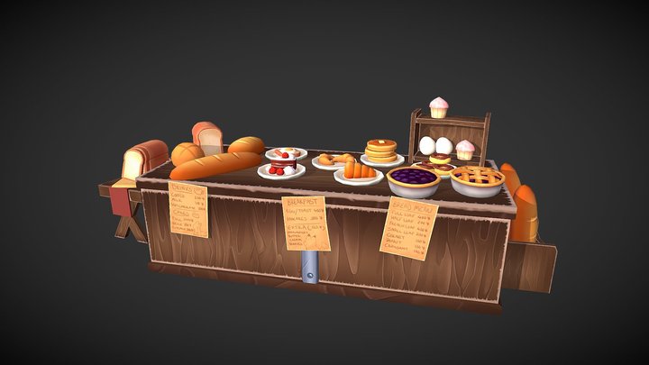 Cafe Food Scene 3D Model