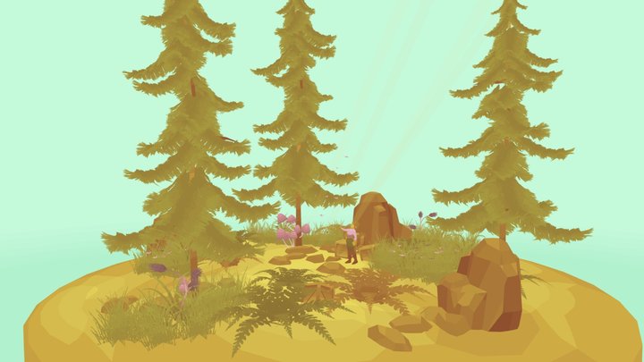Low Poly Forest Glade 3D Model