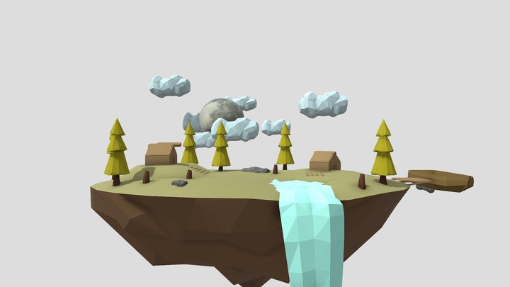 Floating island Diorama 3D Model