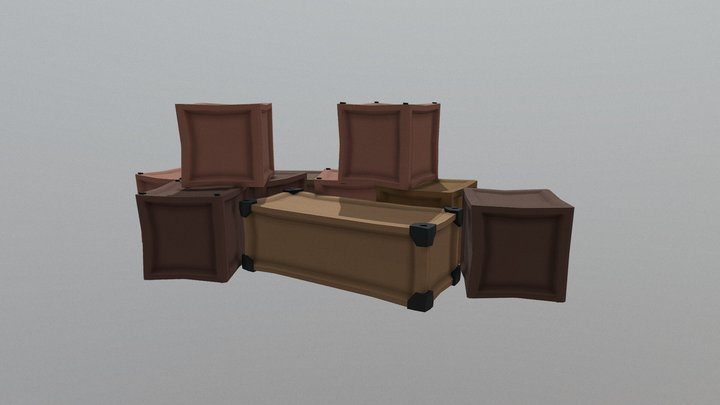 low-poly tavern Boxes 3D Model