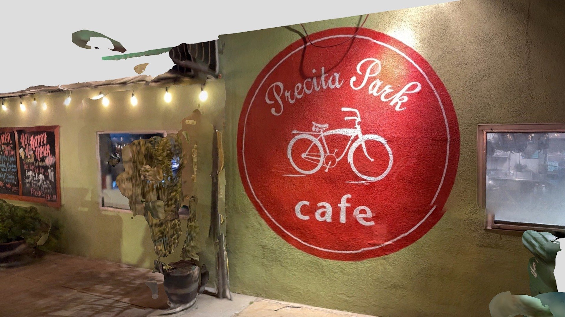 Day 58: Precita Park Cafe at night - 1scanaday — Sketchfab embed 3D viewer