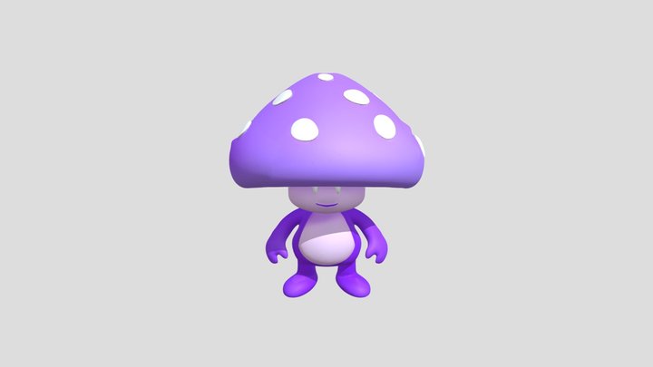 Cute cartoon mushroom character 3D Model