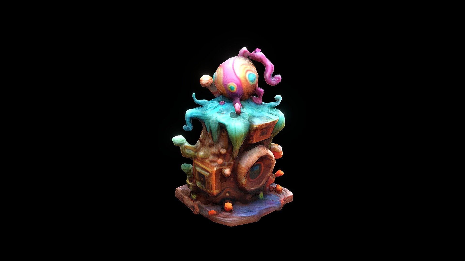 a cartoon sculpture of a camera with planets - Download Free 3D model ...