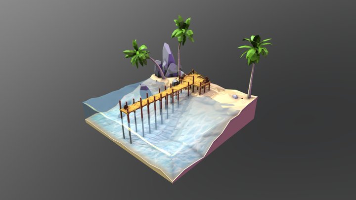 Beach Pier - Diorama 3D Model