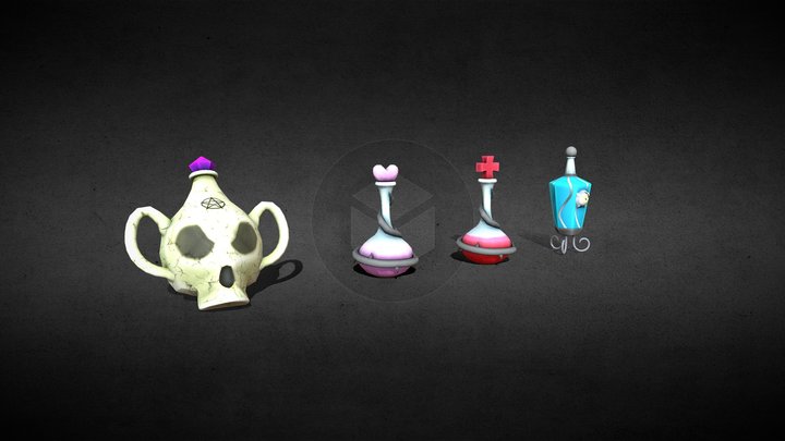 Potion Flasks - Fantasy Game Repository 3D Model