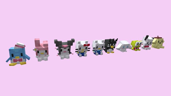 Sanrio Minecraft Plushies 3D Model