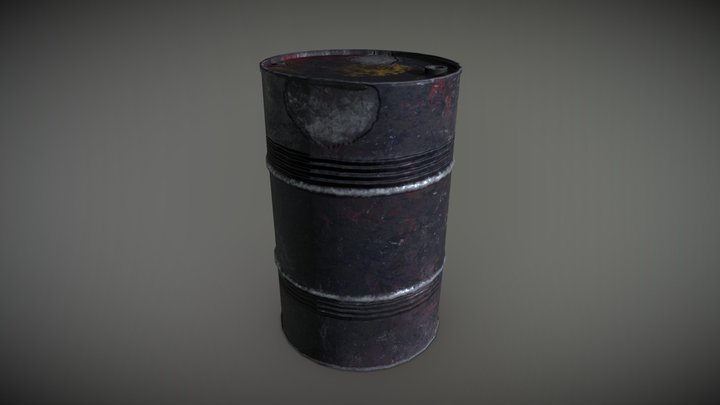 Old Battered Oil Drum 3D Model