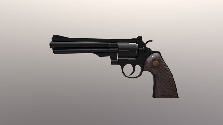 Semi-stylized Revolver 3D Model
