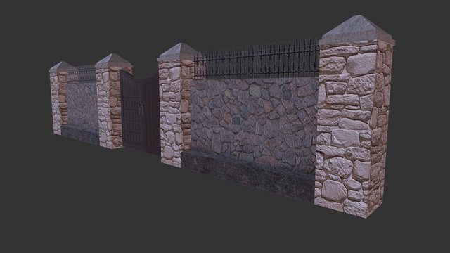 Stone Fence2 3D Model