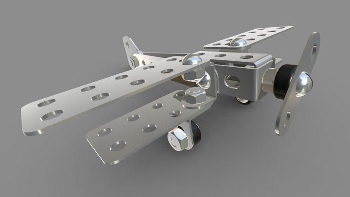 Biplane from construction kit elements. 3D Model