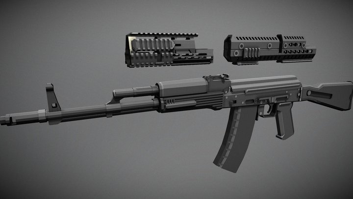 Low-Poly AK74M 3D Model