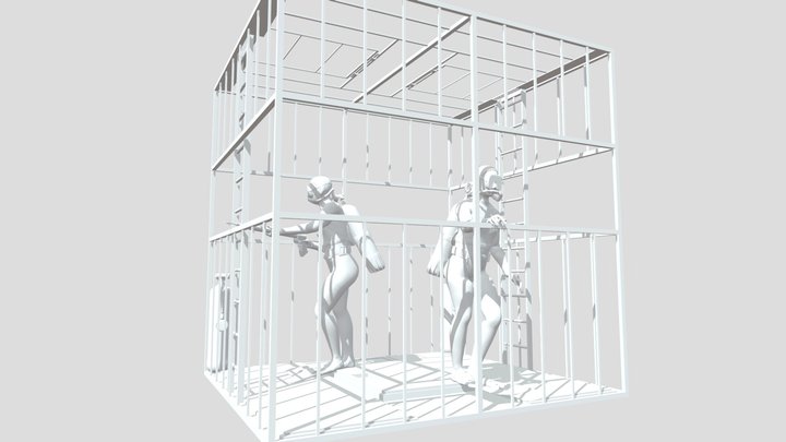 Diving Cage Plus Divers 3D Model