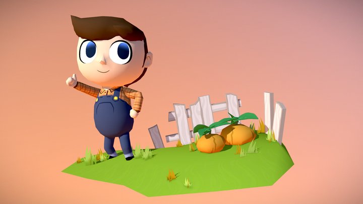 Low-Poly Farmer 3D Model