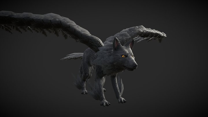 Winged Wolf 3D Model