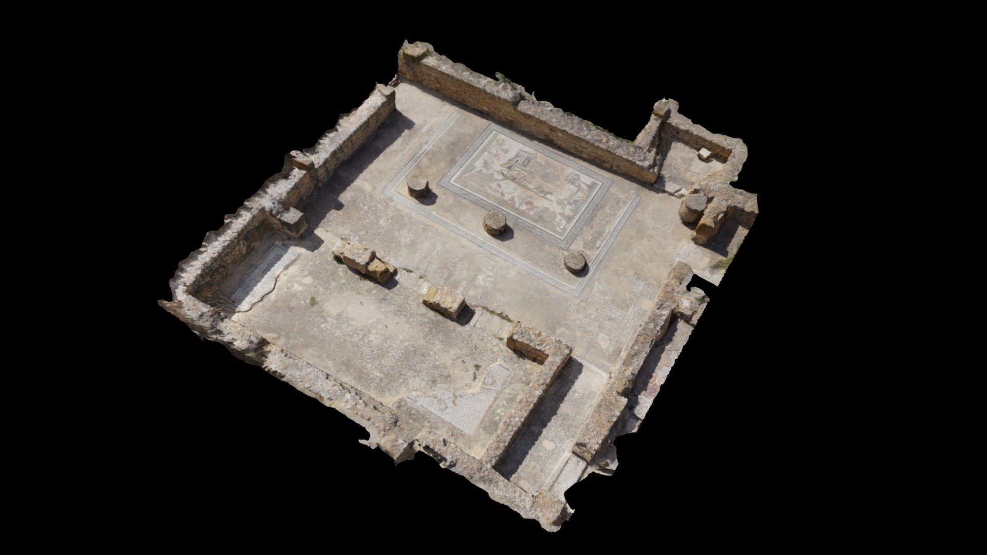 Oudna Hunt Mosaic (reproduction in situ) — Sketchfab embed 3D viewer