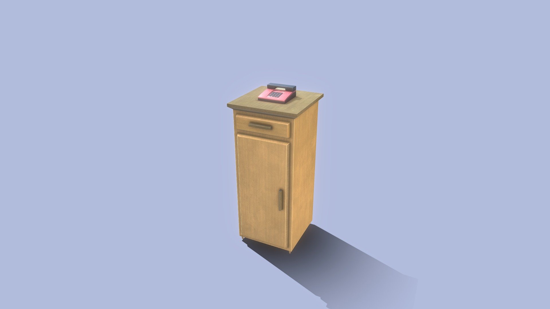 game ready Nightstand & Old phone (lowpoly)