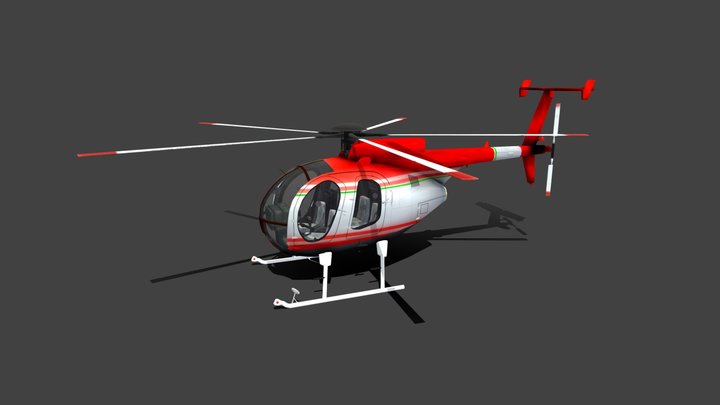 Helicopter Low-poly 3D Model