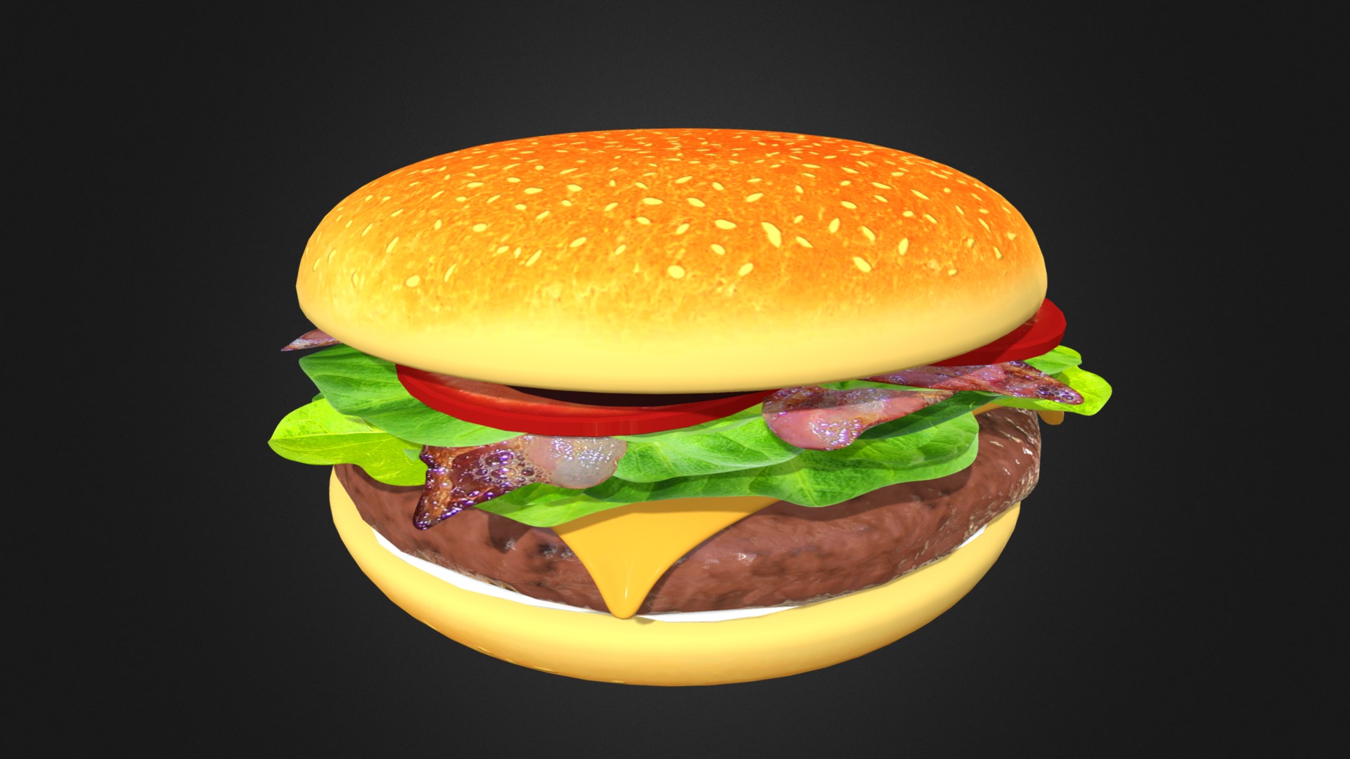 3D model Burger Cheeseburger Hamburger - This is a 3D model of the Burger Cheeseburger Hamburger. The 3D model is about a burger with a bun.