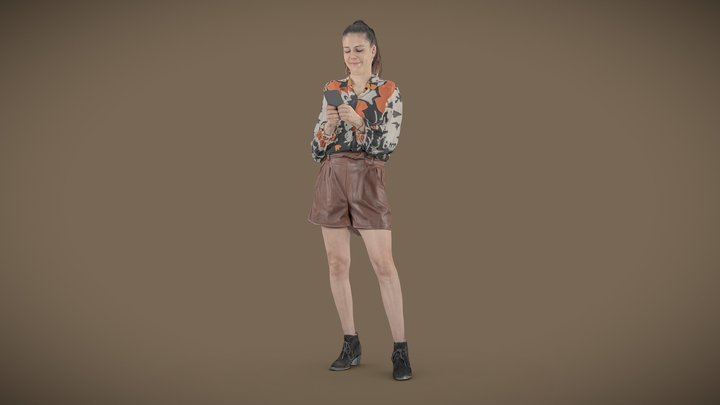 Stylish woman using phone - posed 3d scan 3D Model