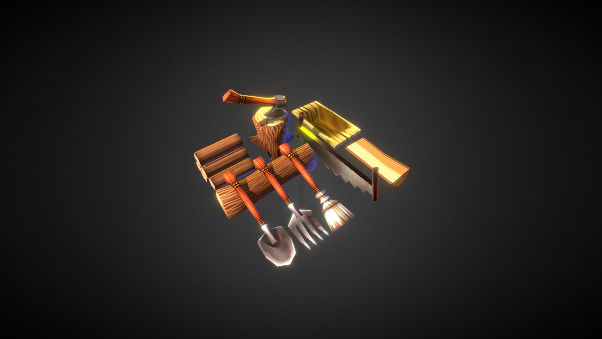 3D model Lowpoly Wood - This is a 3D model of the Lowpoly Wood. The 3D model is about a small metal object.