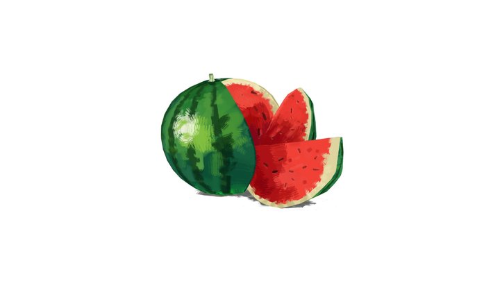 Painted Watermelon 3D Model