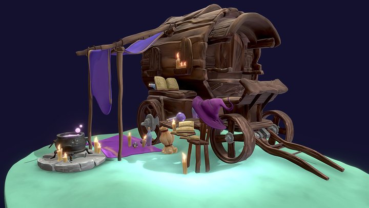 The Traveling Wagon - Witchy Caravan 3D Model