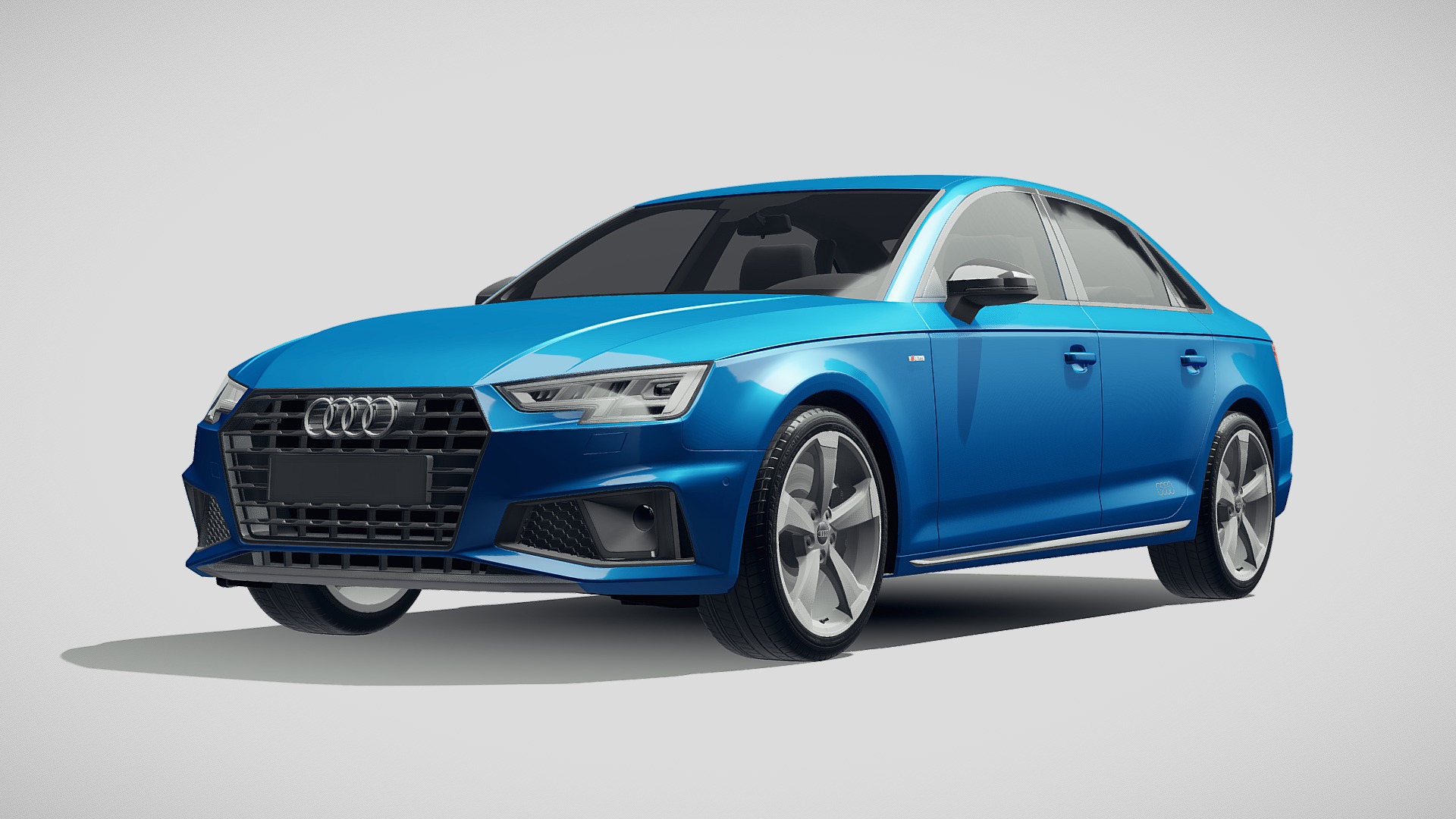3D model Audi A4 S-Line Sedan 2019 - This is a 3D model of the Audi A4 S-Line Sedan 2019. The 3D model is about a blue car with a white background.