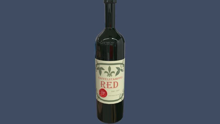 Open wine bottle with wine 3D Model