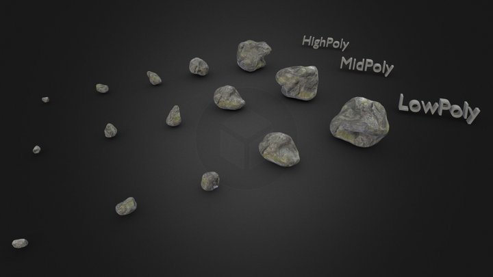 Rock Stone Bundle Pack Low Poly to High Poly 3D Model
