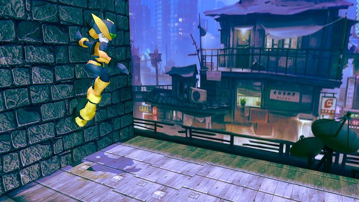 Rockman character With Wall Pose 3D Model