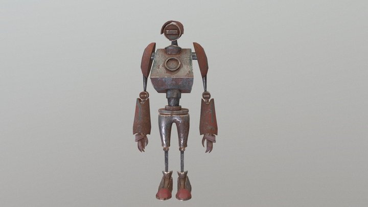 low poly rusty robot 3D Model