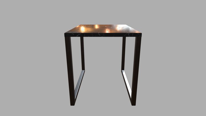 Modern Side Table with Black Marble 3D Model