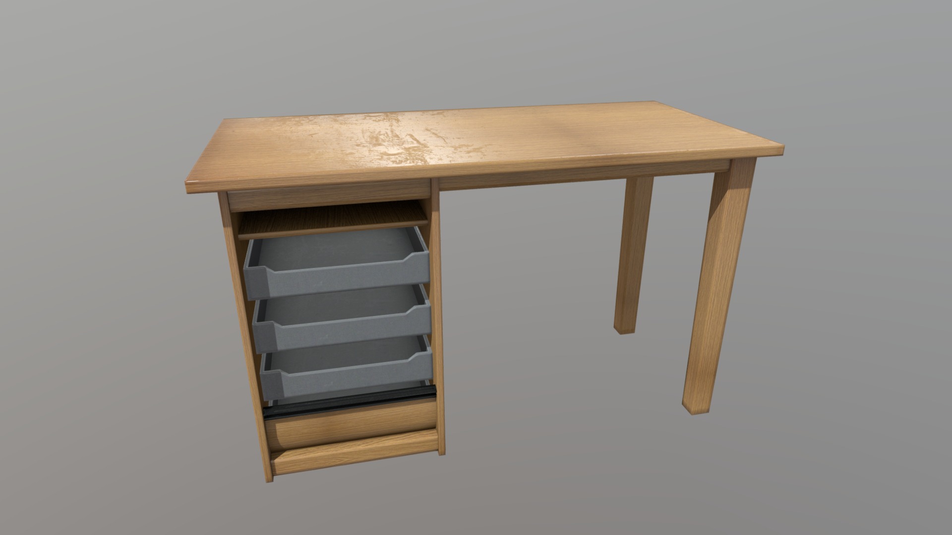 3D model Desk - This is a 3D model of the Desk. The 3D model is about a wooden table with a shelf.