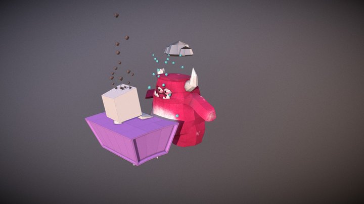 Low Poly Creative Block Monster 3D Model