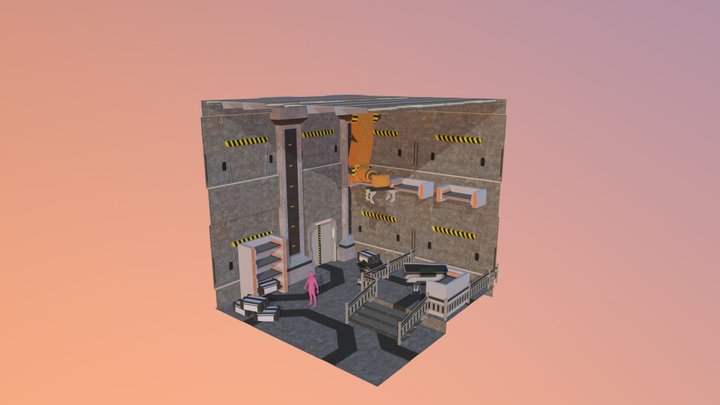 Textured Scifi Modular Level 3D Model
