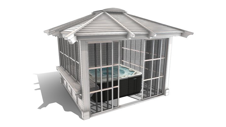 Custom Hot Tub Pavilion 12x12 ft 3D Model
