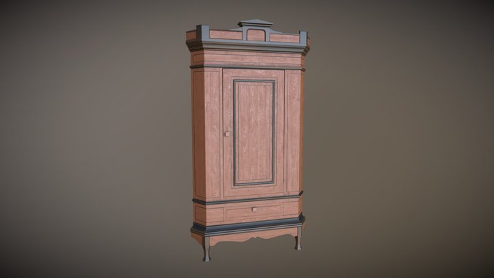 Traditional Mennonite corner cabinet 3D Model
