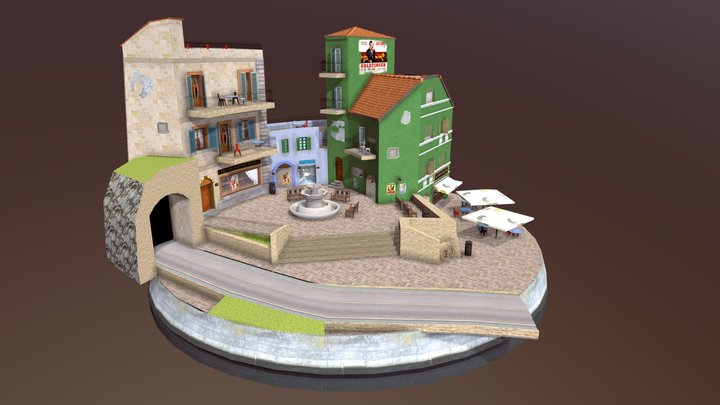 City Scene (Lucca) - Low Poly 3D Model