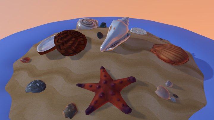 By the Sea Side - hand painted shells 3D Model