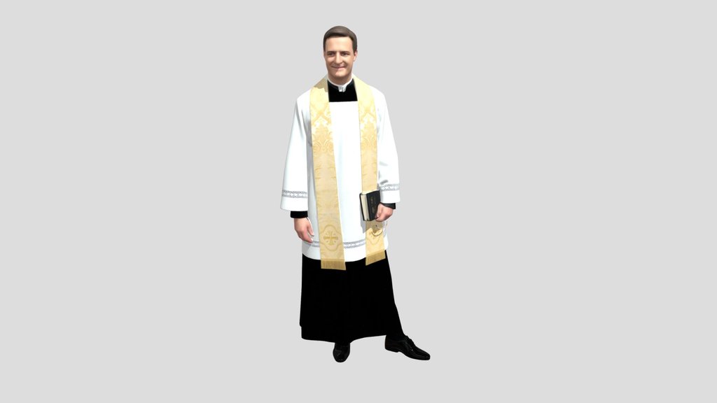 Priest in Alb and Gold Stole