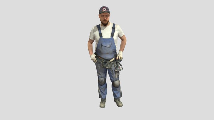 Bald Construction Worker Standing – Free 3D Model STL